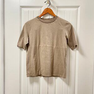 Oak + Fort Striped Cotton Tee Brown – L